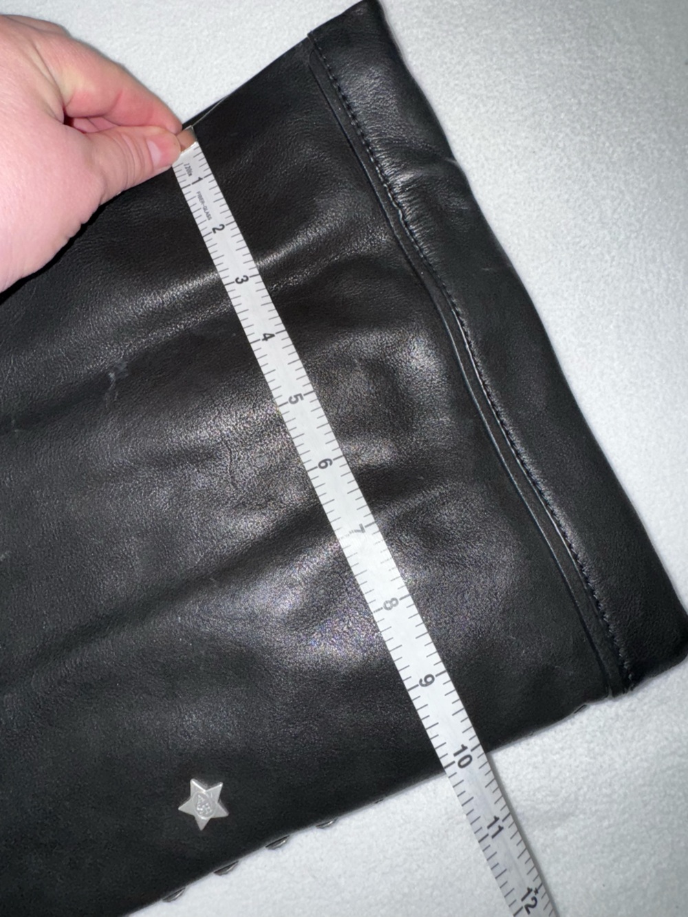 ASH Black Leather Studded Foldover Zip-Top Clutch EUC GORGEOUS! - Picture 11 of 16